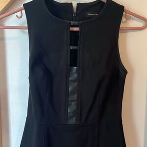 Banana republic black dress with faux leather panelling.